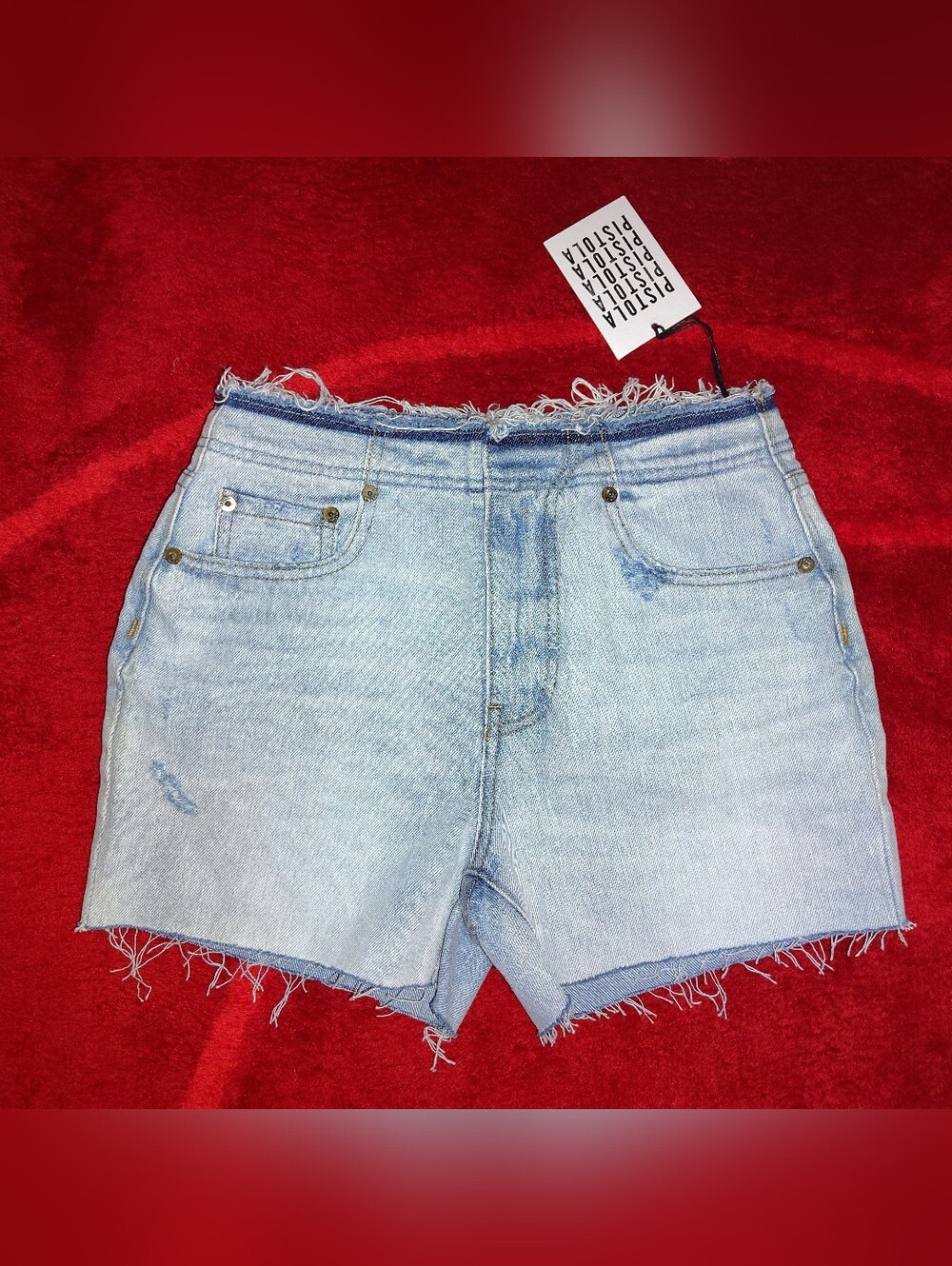 Pistola Nwt High Waist Denim Frayed Hem Women's Shorts Sz 25